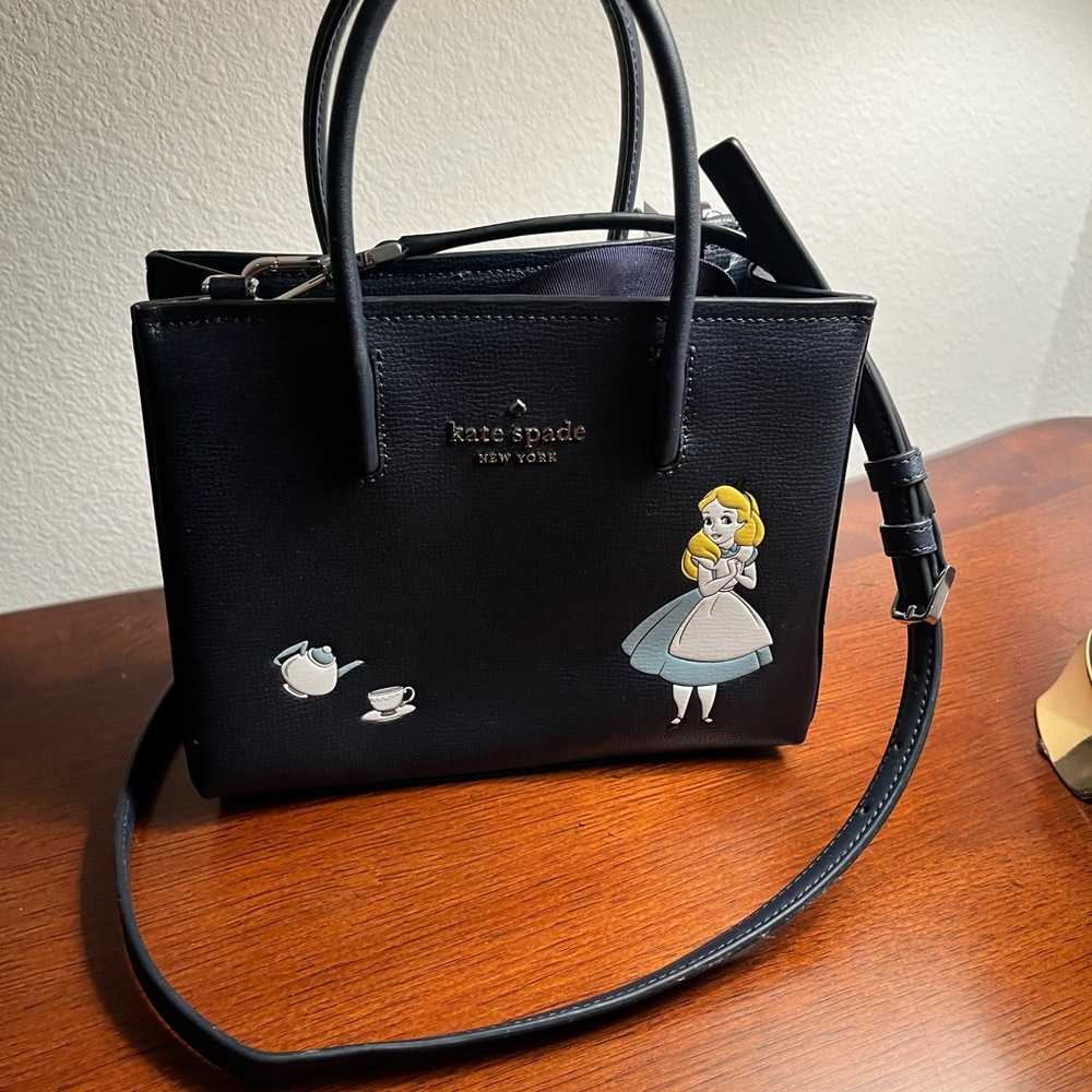 Kate Spade Black Satchel with Alice Design New